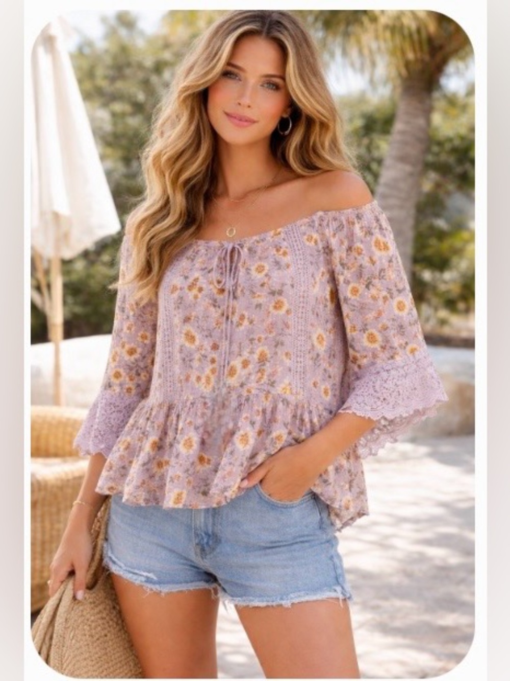 5 for $25!! Vintage Lola P bohemian-style peasant top
